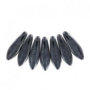 Czech Glass Daggers beads 5x16mm Jet hematite